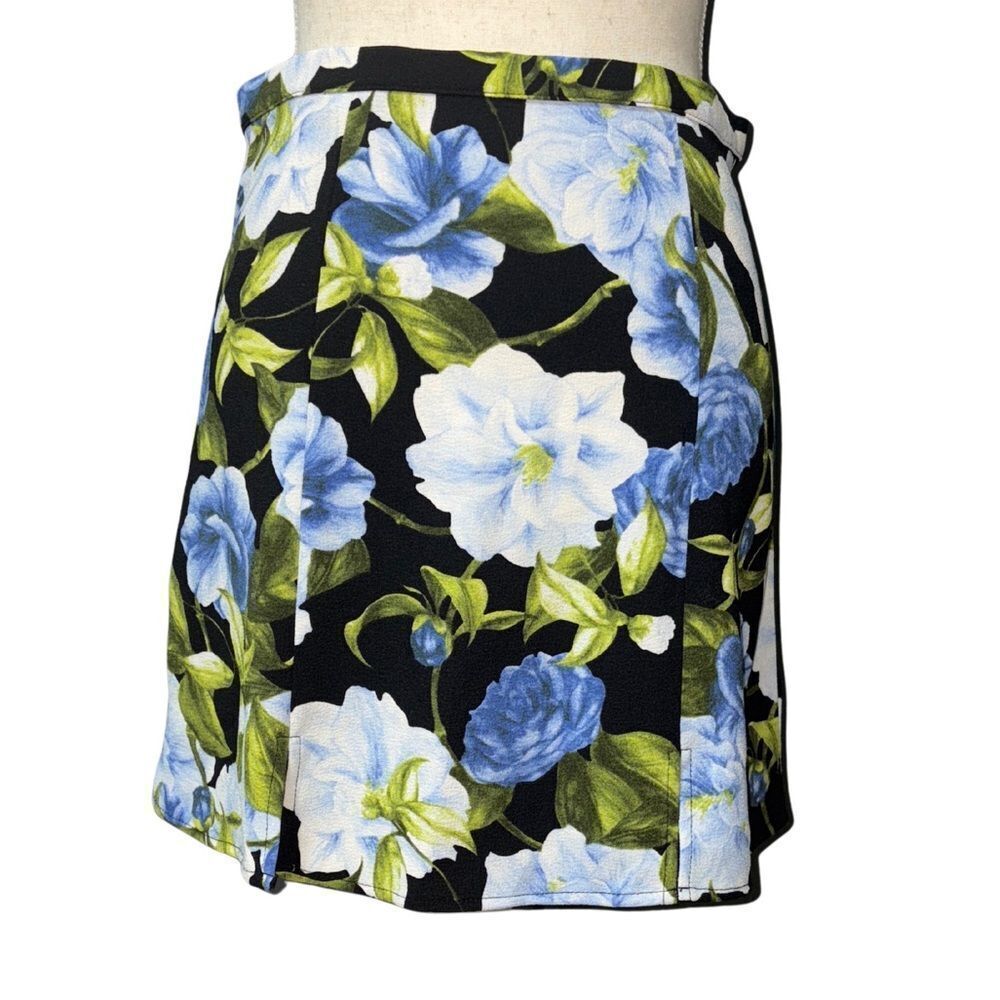 American Apparel Floral Black and Blue Women's Skirt